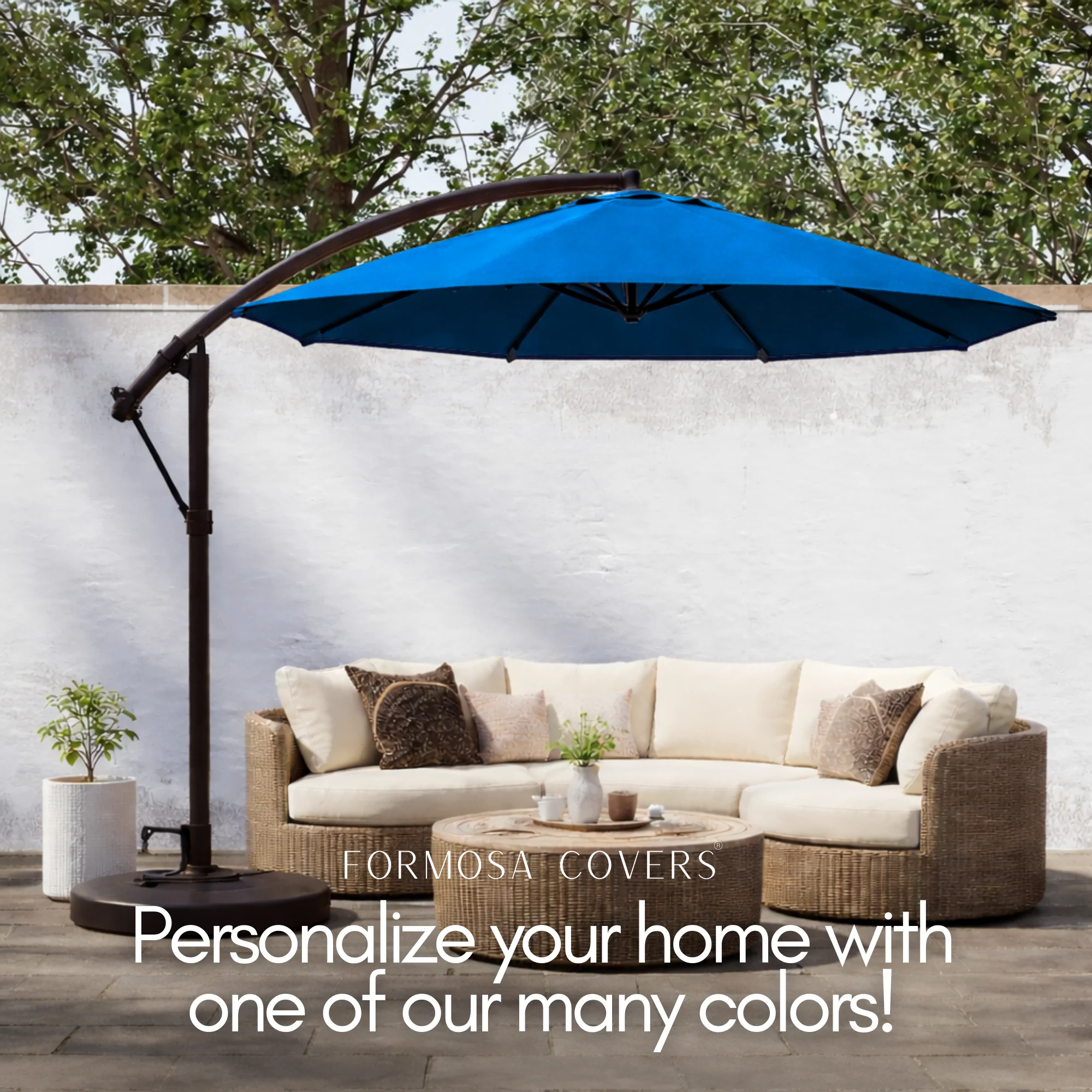 10ft Cantilever Hanging Umbrella 8 Rib Replacement Canopy Capri Blue Olefin - Image 6