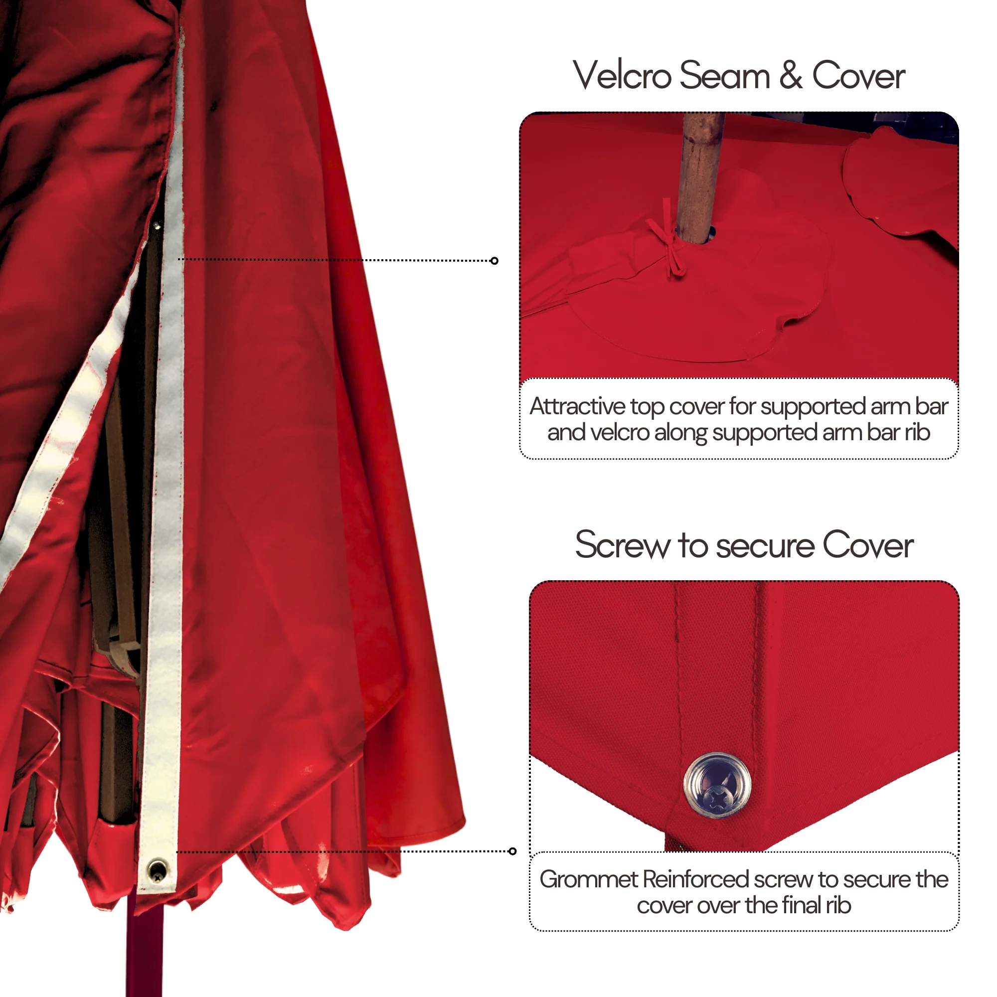 10ft Cantilever Supported Bar Umbrella 8 Rib Replacement Canopy Red - Image 6
