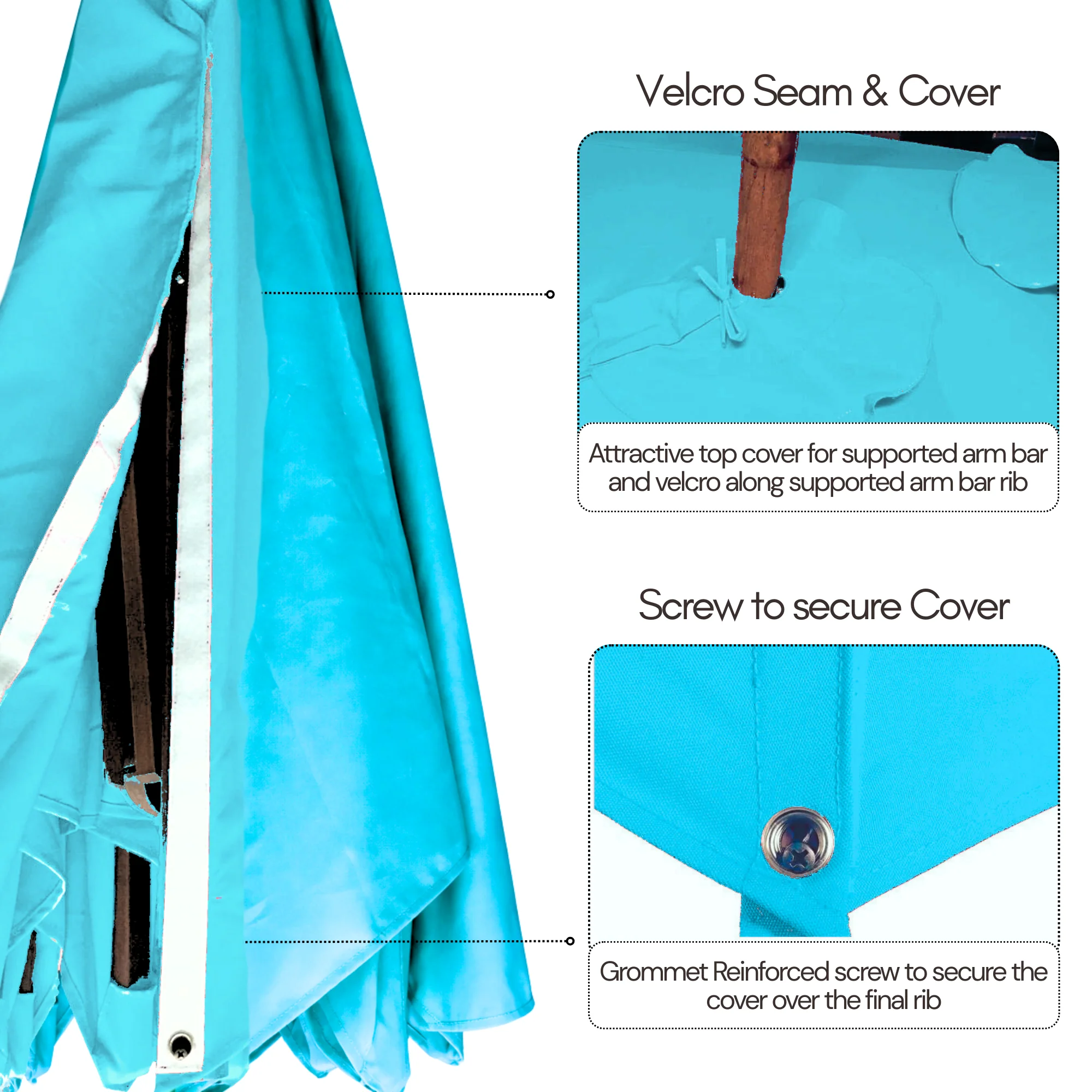 11 ft Cantilever Umbrella Replacement Canopy Supported Bar 8 Ribs Aruba Turquoise - Image 7