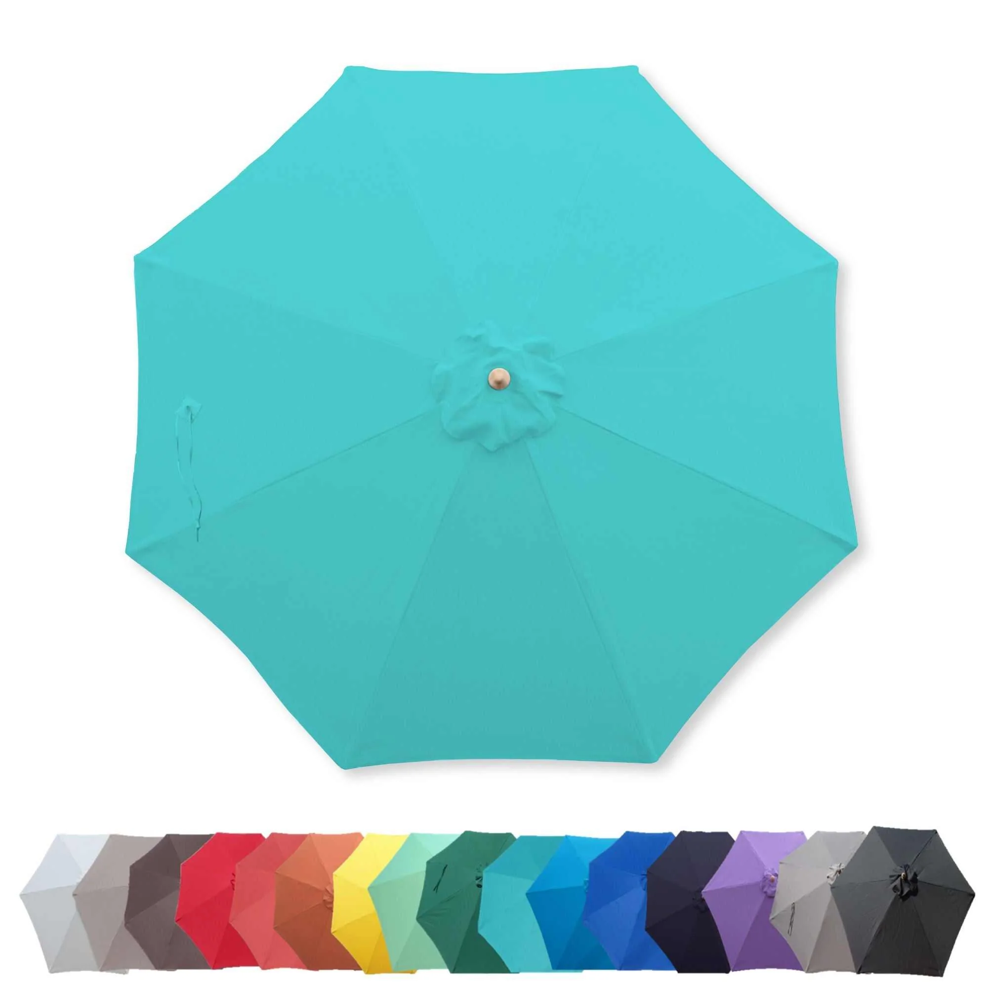 11ft Market Patio Umbrella 8 Rib Replacement Canopy Aruba Turquoise - Image 2