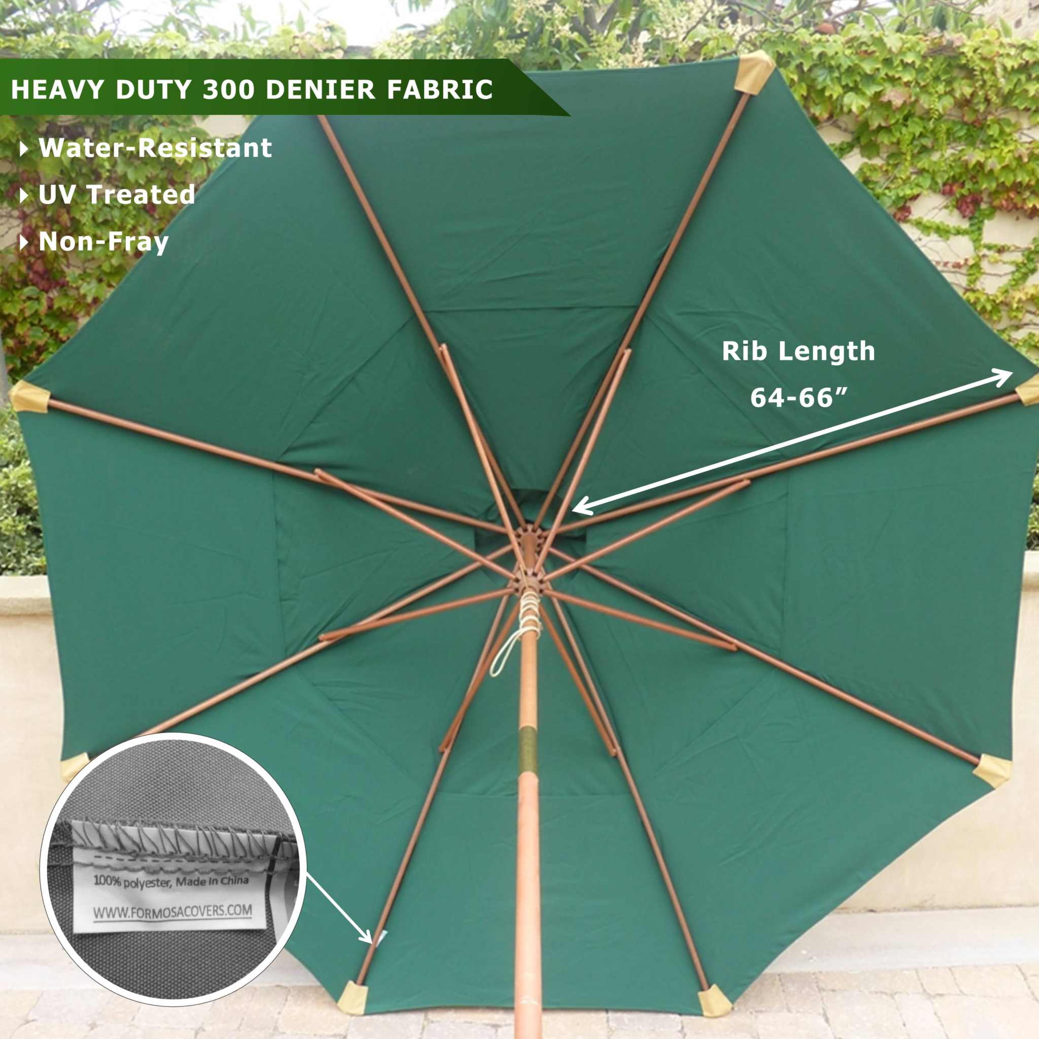 11ft Market Patio Umbrella Double-Vented 8 Rib Replacement Canopy Hunter Green - Image 3
