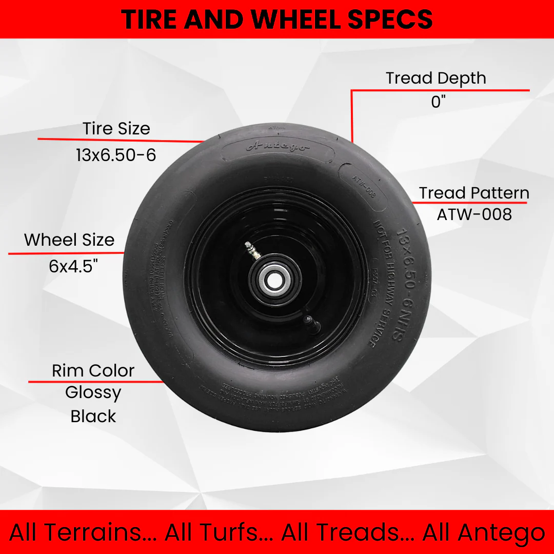 13x6.50-6 4 Ply Smooth with 6x4.5 Black Wheel Assembly (Set of 4)