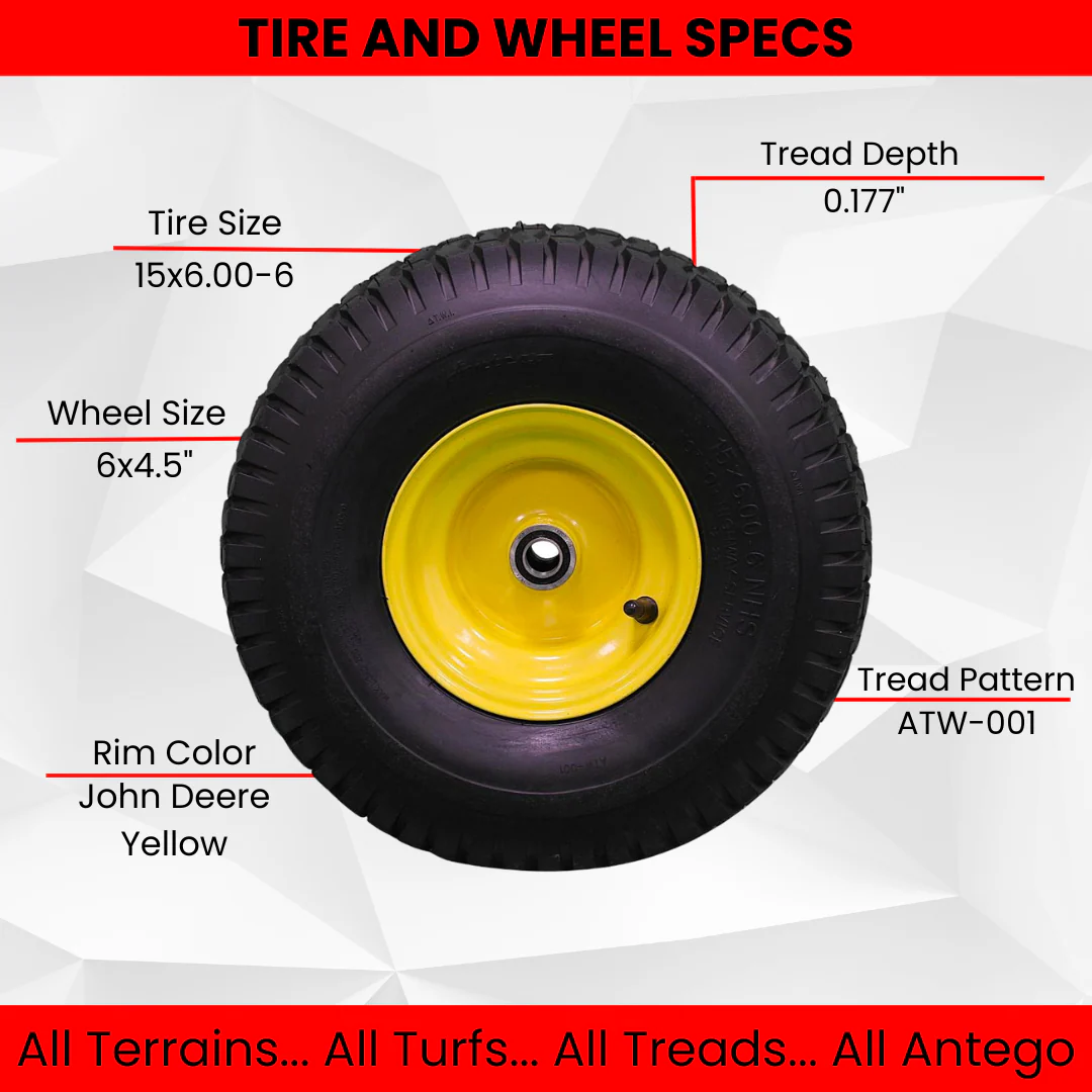 15x6.00-6 Tires & Wheels 4 Ply for Lawn & Garden Mower Turf Tires .75" Bearing (Set of 4) - Image 4