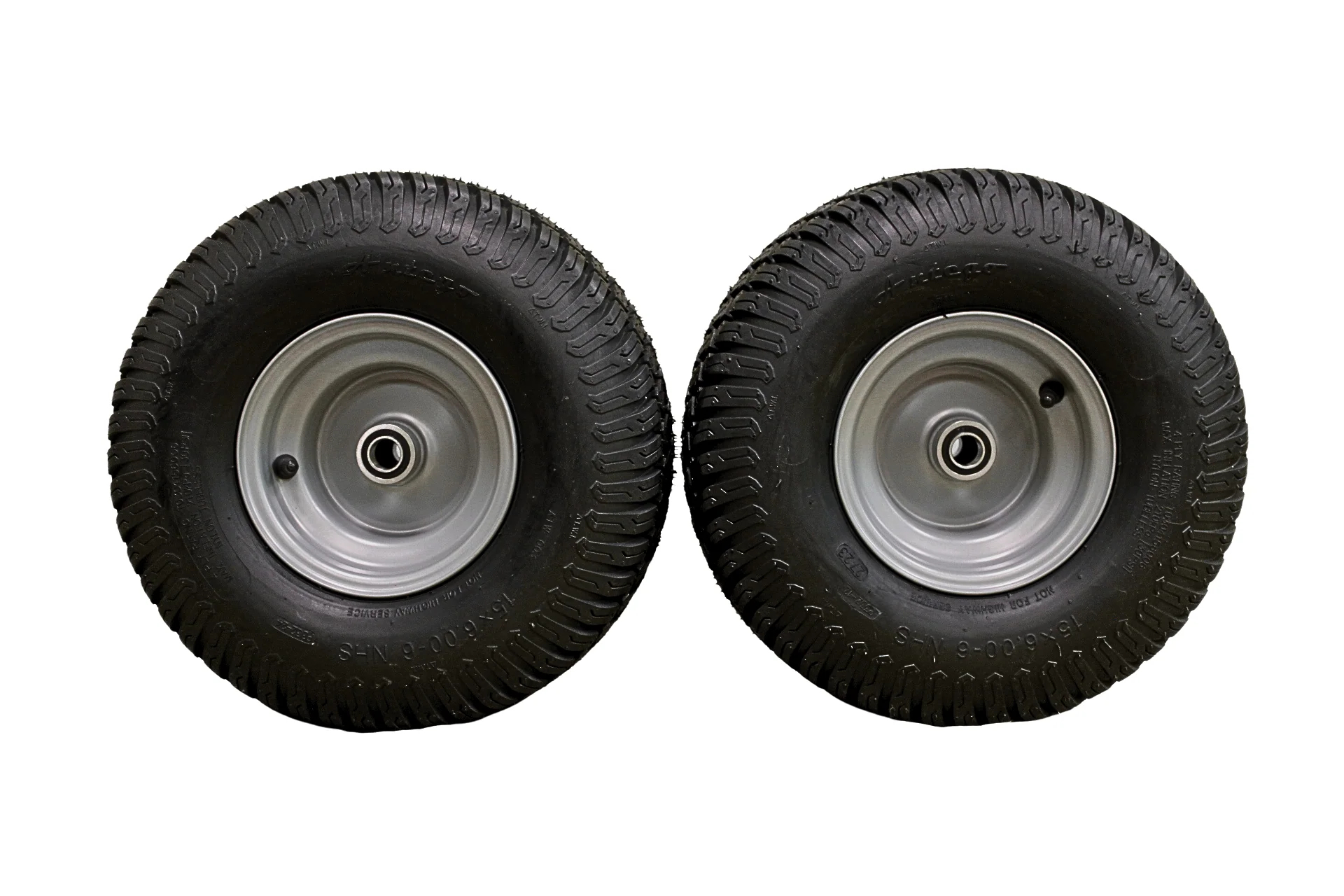 15x6.00-6 Turf Tire & Wheel Assembly  .75" Bearing for Husqvarna/Poulan ATW-003 (Set of 4)