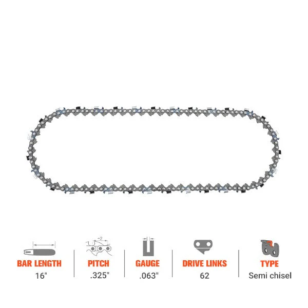 16 Inch Ripping Chain .325 .063 62 DL For Stihl MS250 MS250C MS251C-BE MS251C Chainsaw # 26 RM3-62 3639 005 0062 - Image 4