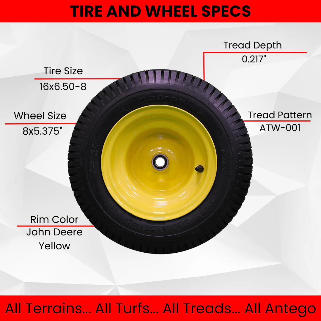 16x6.50-8 Tires & Wheels 4 Ply for Lawn & Garden Mower Turf Tires .75" Bearing (Set of 4) - Image 2