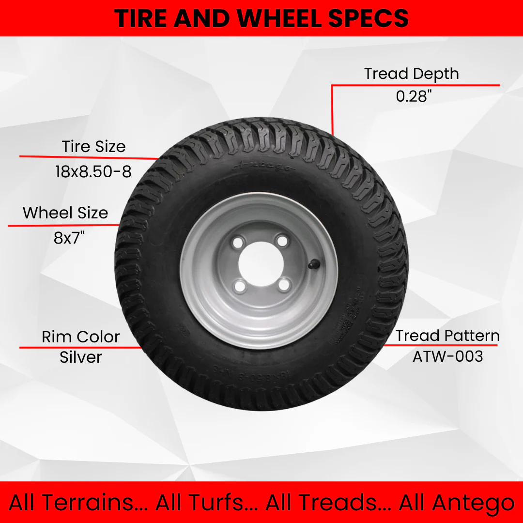 Set of Four 18x8.50-8 Gray Tire Assemblies