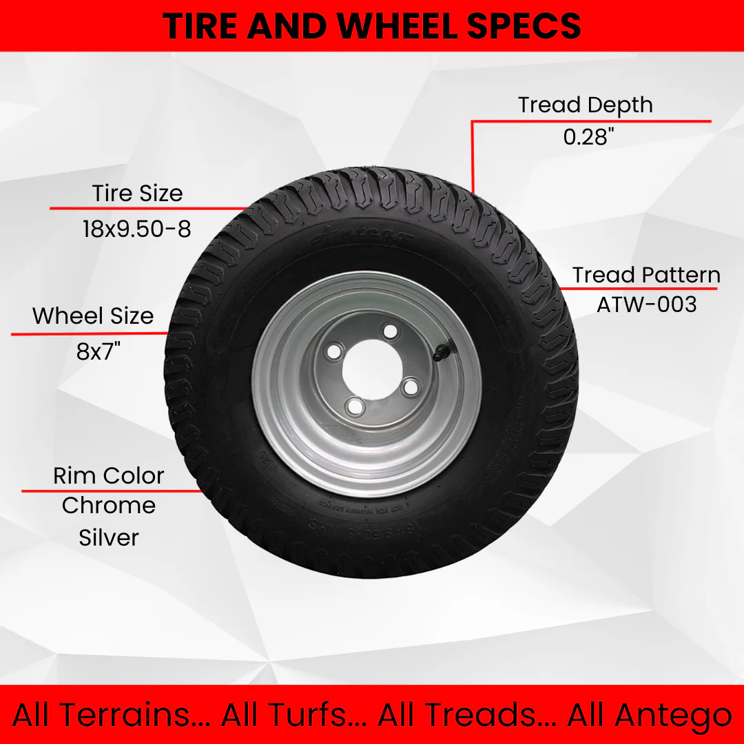 Single 18x9.50-8 Tire and Wheel Assembly