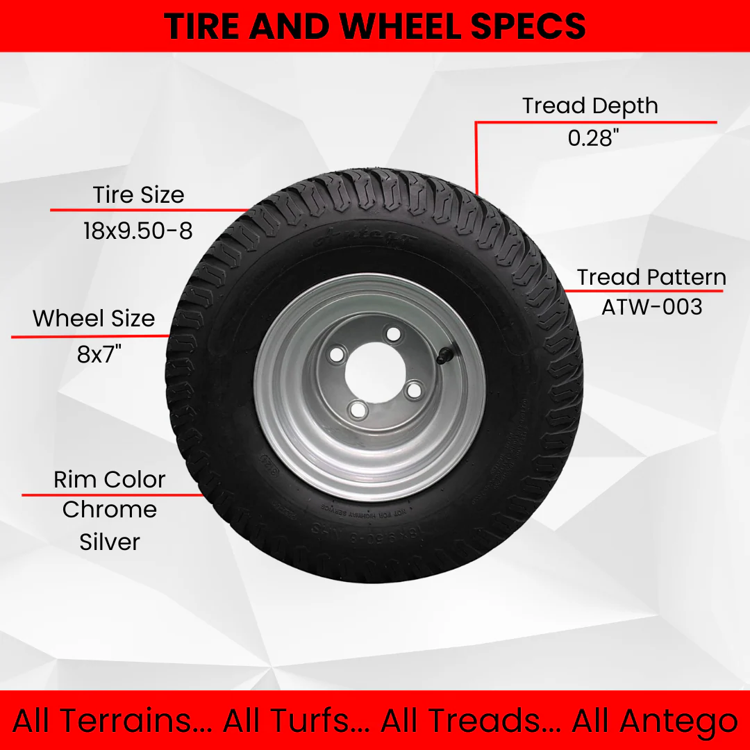 Set of Two 18x9.50-8 Tire and Wheel Assemblies