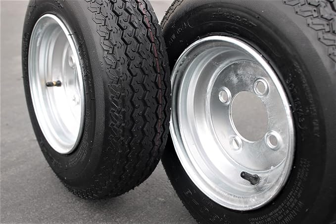 Antego Tire and Wheel (Set of 2) 4.80-8 Tire and Wheel Assemblies, Galvanized 4 Lug Trailer Tires and Wheels, 6 Ply, Load Range C - Image 3