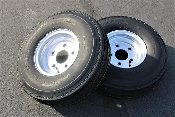2-Pack Antego Trailer Tire On Rim 570-8 5.70-8 Load C 5 Lug Galvanized Wheel - Image 5