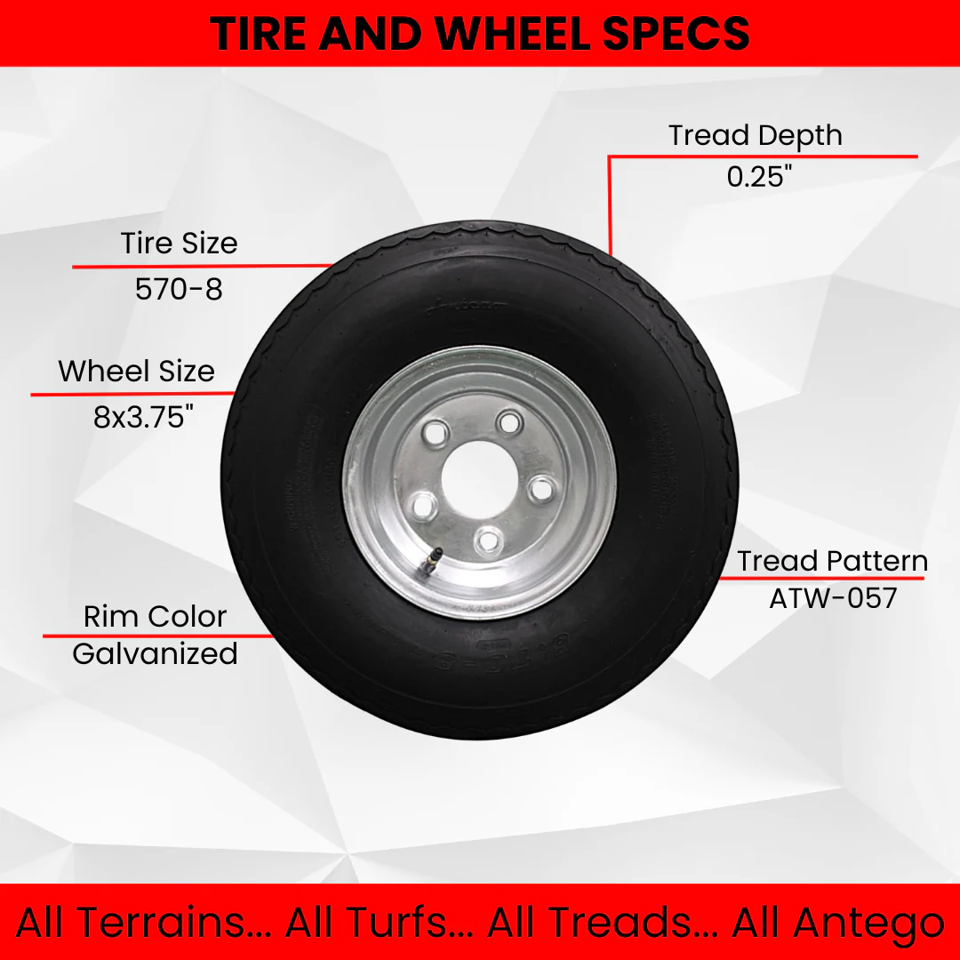 2-Pack Antego Trailer Tire On Rim 570-8 5.70-8 Load C 5 Lug Galvanized Wheel - Image 6