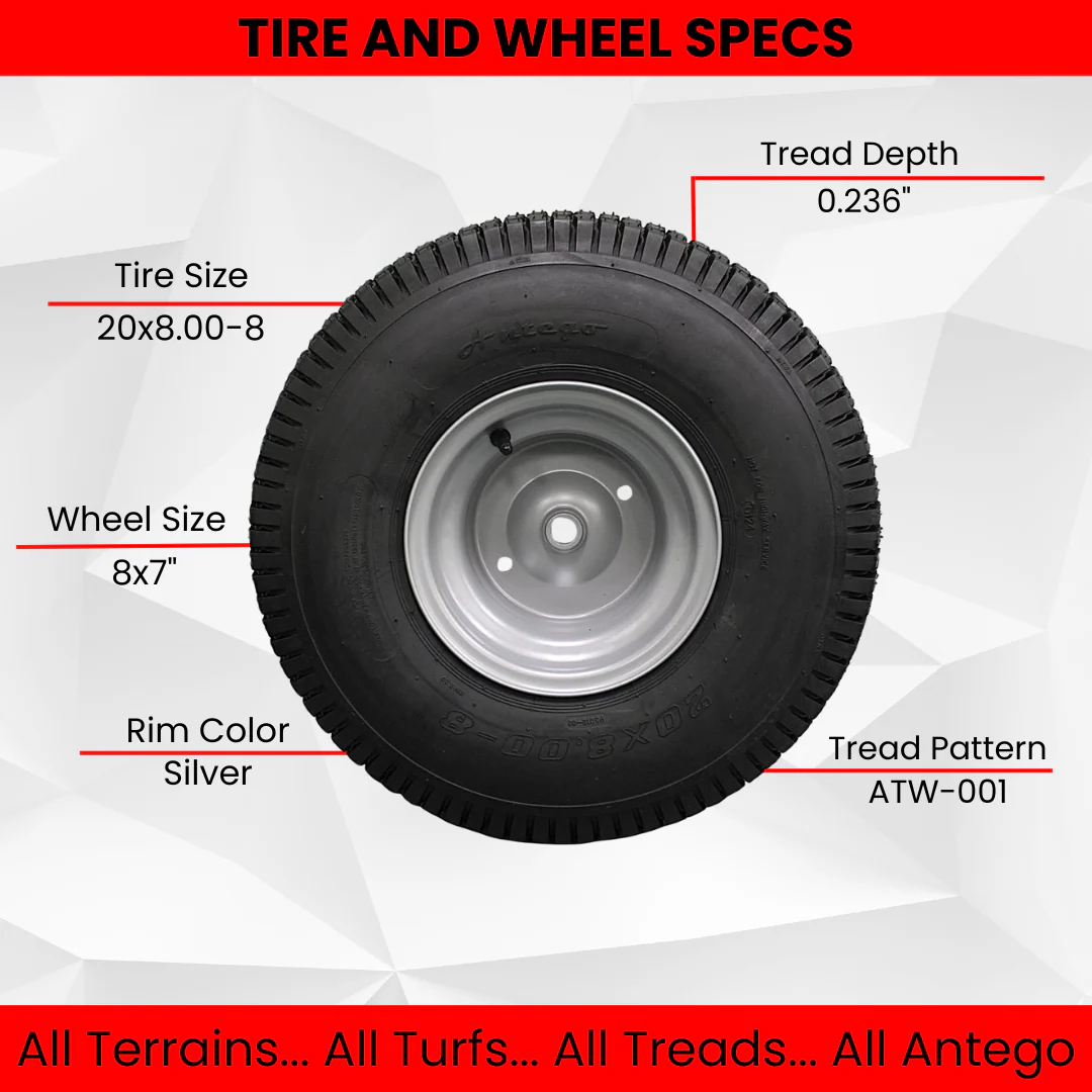 20x8.00-8 Tires with 8x7 Wheels 4 Ply for Lawn & Garden Mower Turf Tires (Qty: 1 Assembly) Husqvarna and Craftsman