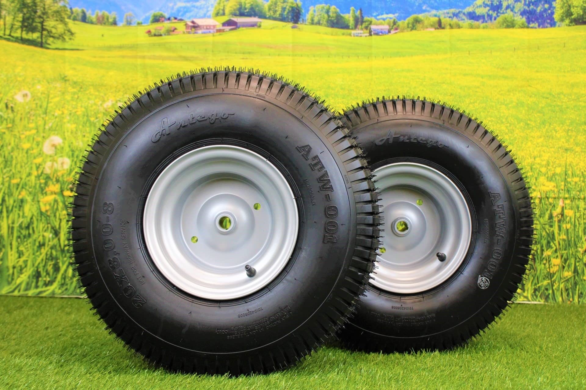 20x8.00-8 Tires with 8x7 Wheels 4 Ply for Lawn & Garden Mower Turf Tires (Set of 2) Husqvarna and Craftsman - Image 2