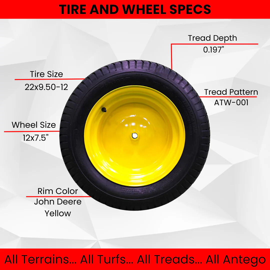 22x9.50-12 4 Ply Turf Tires & Wheels for John Deere Lawn & Garden Mower Turf Tires (Set of Four) - Image 2