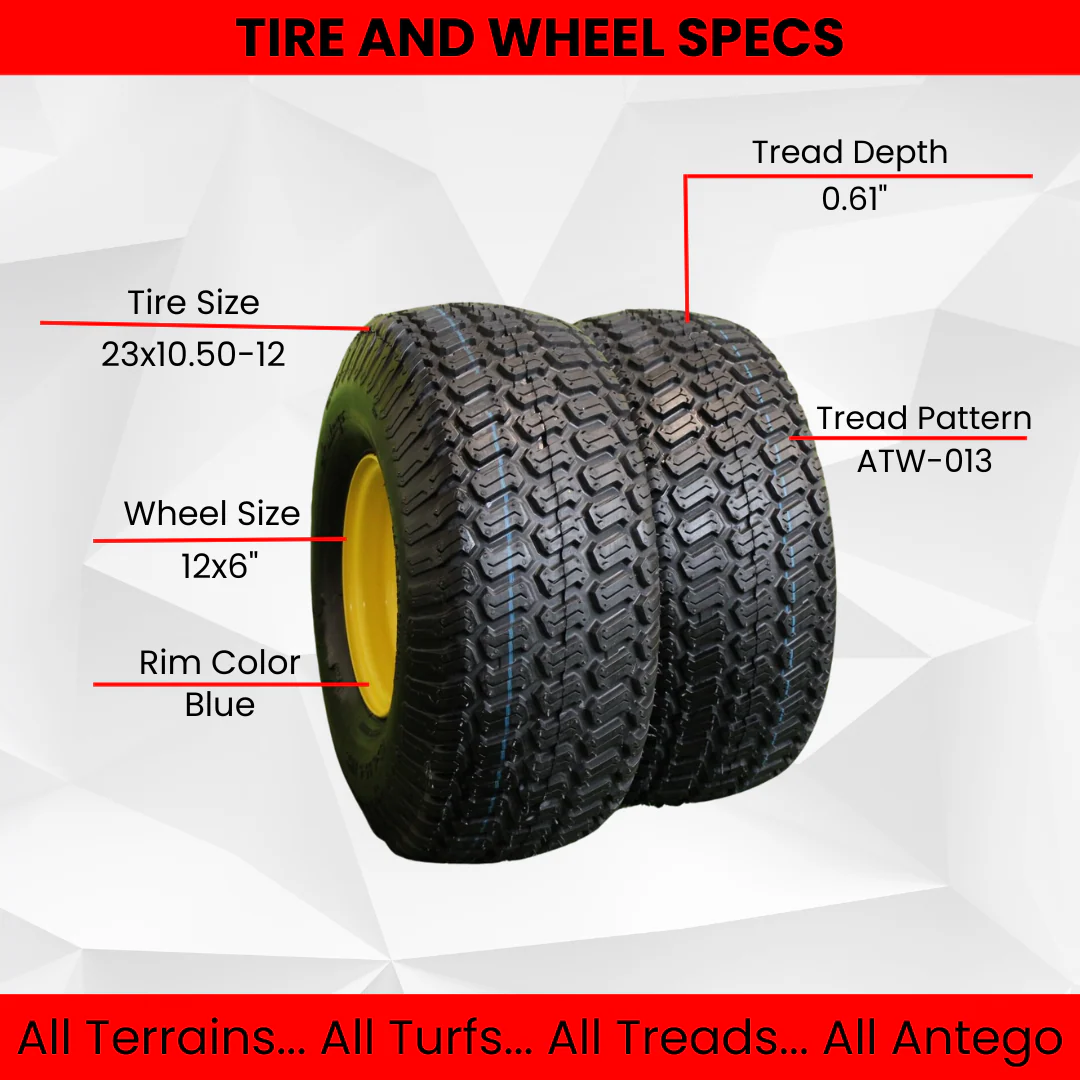 23x10.50-12 4 Ply with 12x6 Blue Aluminum Wheel and Tire Assembly for Golf Cart (1 Right 1 Left)