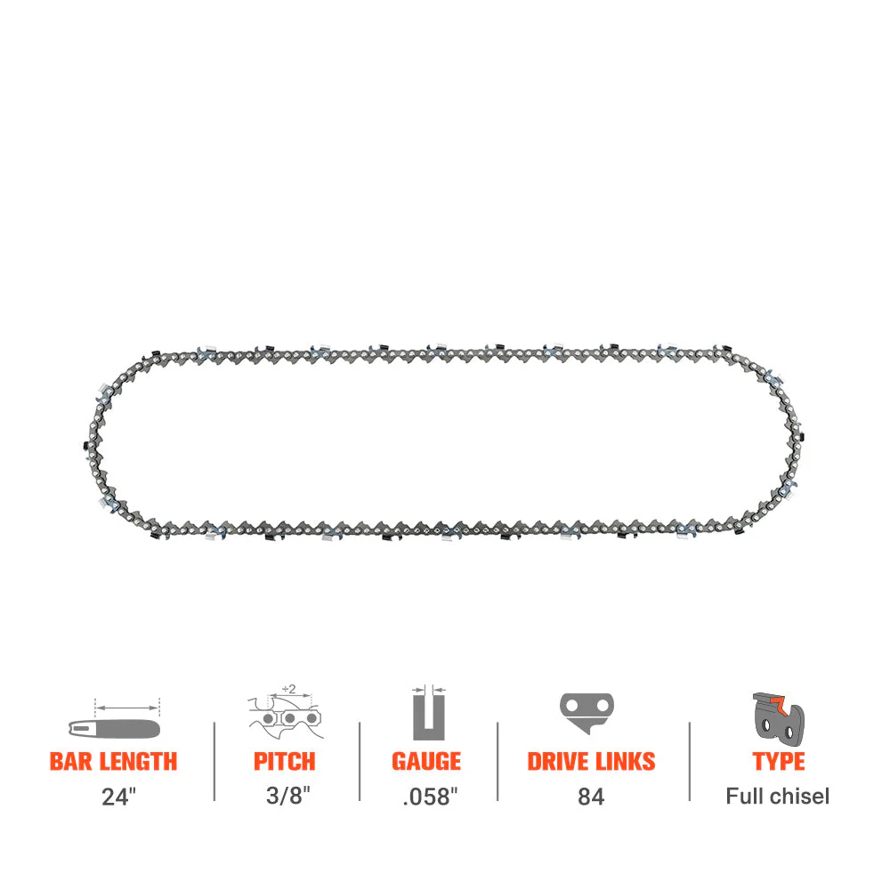 3/8 Pitch .058 84 DL Full Skip 24 inch Saw Chain For Husqvarna 55 65 66 455 455e 460 Rancher 372xp 576xp 262XP 362 362XP Echo Chainsaw - Image 2