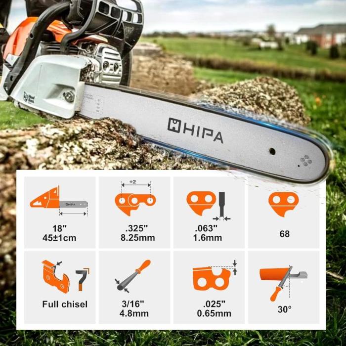 3-Pack 18 Inch Full Chisel MS250 Chain .325 Pitch .063 Guage 68 DL For Stihl MS 250 MS251C MS230 MS210 MS231 MS251 Chainsaw # 22LPX068G - Image 6