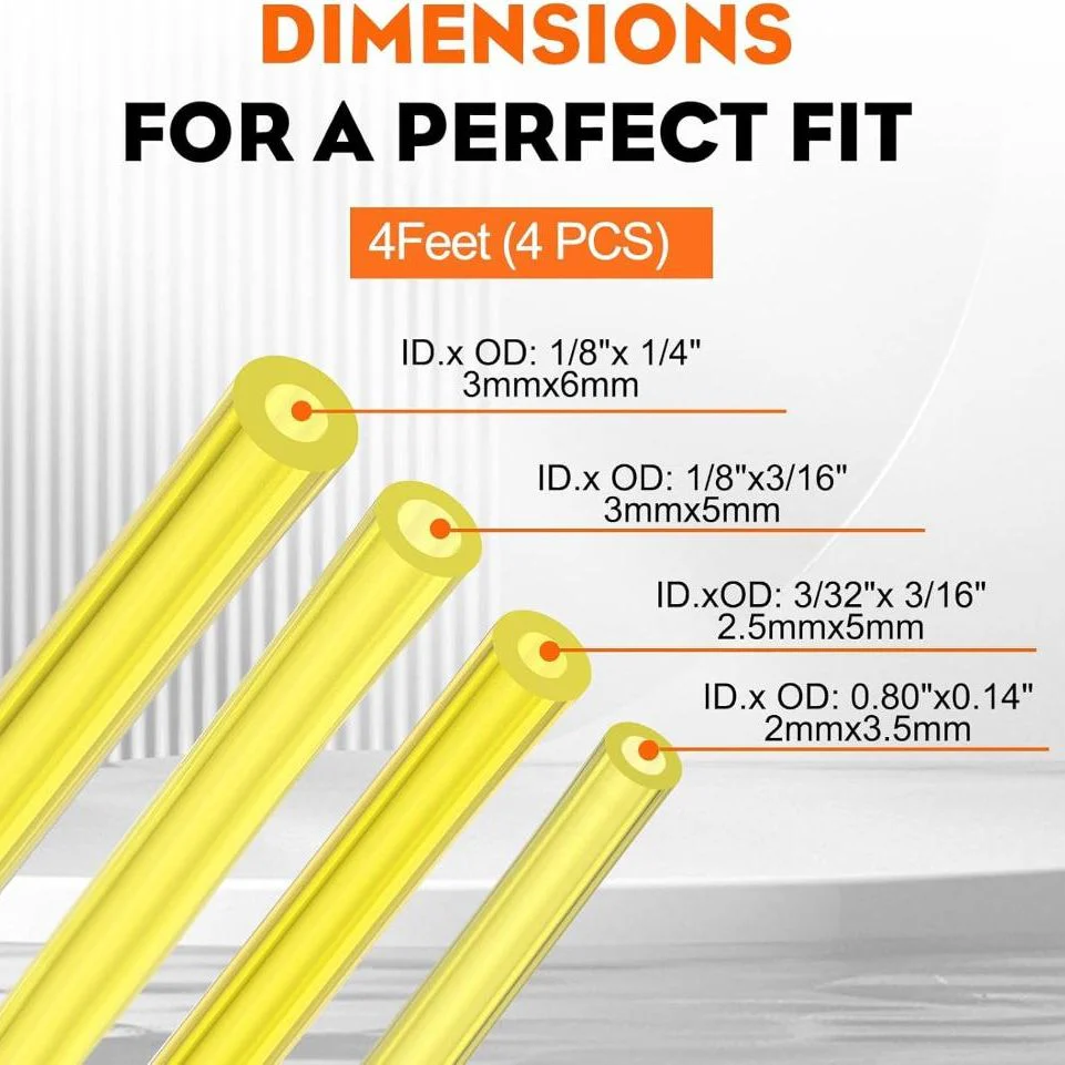 4 Sizes 4-Ft-Each Clear Fuel Line for 2-Stroke Small Engine Stihl Poulan Chainsaw Weedeater Trimmer Leaf Blower I.D.xO.D. 3/32 x 3/16 1/8 x 3/16 inch - Image 2