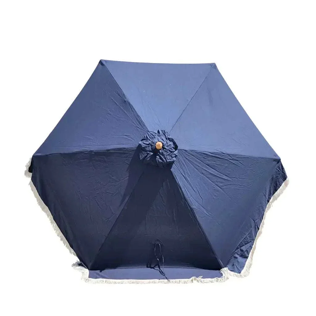 9ft 6 Ribs Replacement Umbrella Canopy w/Fringed Valance in Navy Olefin (Canopy Only) - Image 2