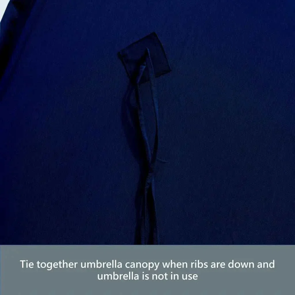 9ft 6 Ribs Replacement Umbrella Canopy w/Fringed Valance in Navy Olefin (Canopy Only) - Image 9