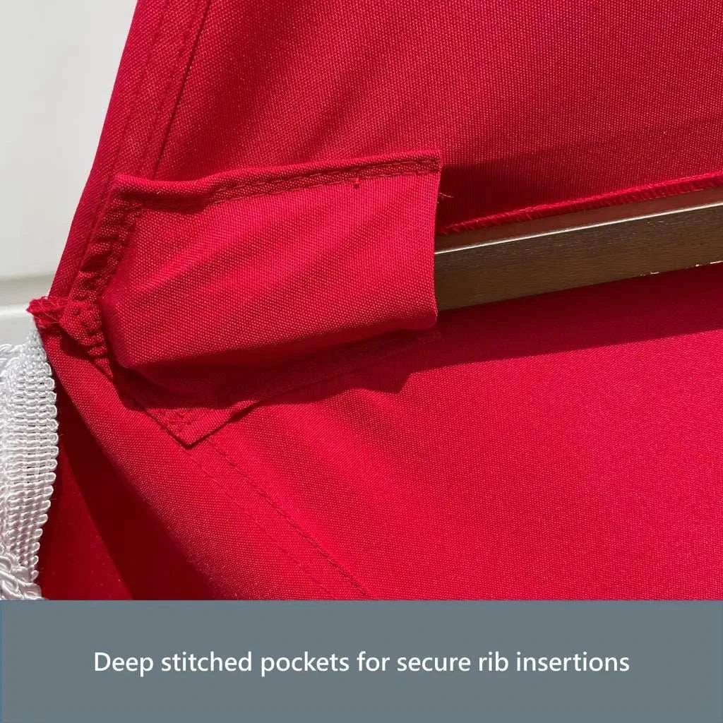 9ft 6 Ribs Replacement Umbrella Canopy w/Fringed Valance in Red (Canopy Only) - Image 8
