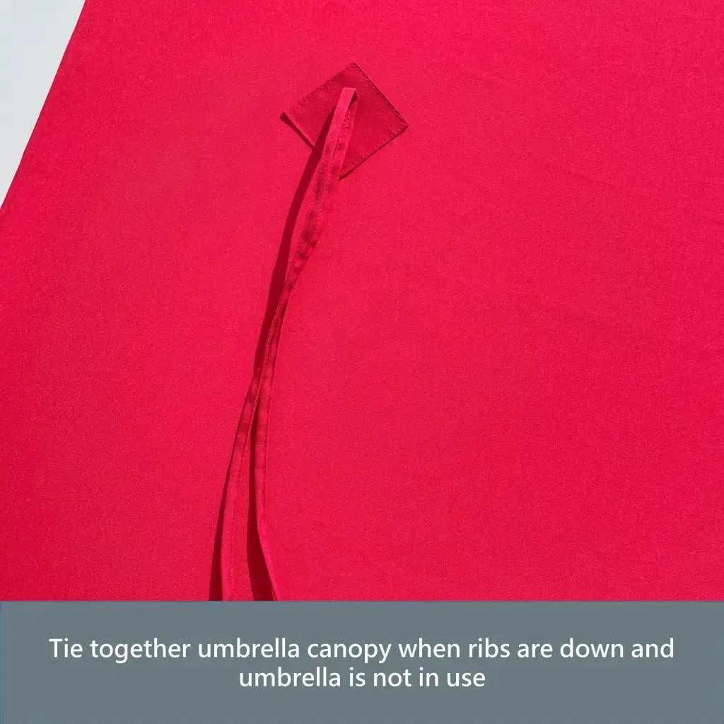 9ft 6 Ribs Replacement Umbrella Canopy w/Fringed Valance in Red (Canopy Only) - Image 9
