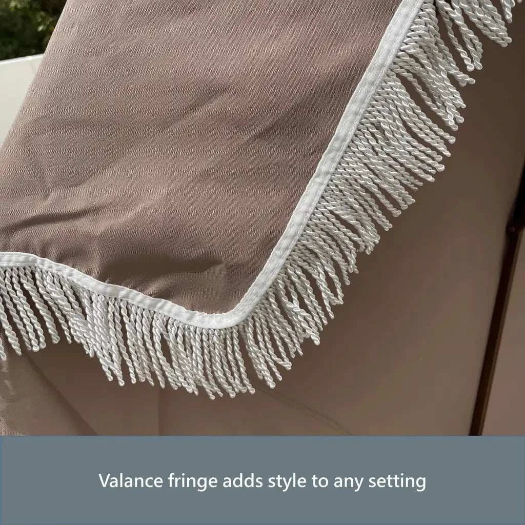9ft 6 Ribs Replacement Umbrella Canopy w/Fringed Valance in Taupe (Canopy Only) - Image 11