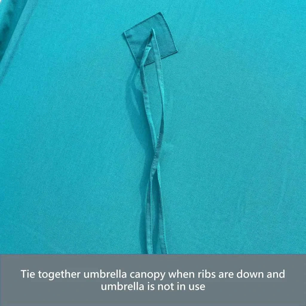 9ft 6 Ribs Replacement Umbrella Canopy w/Fringed Valance in Turquoise (Canopy Only) - Image 10