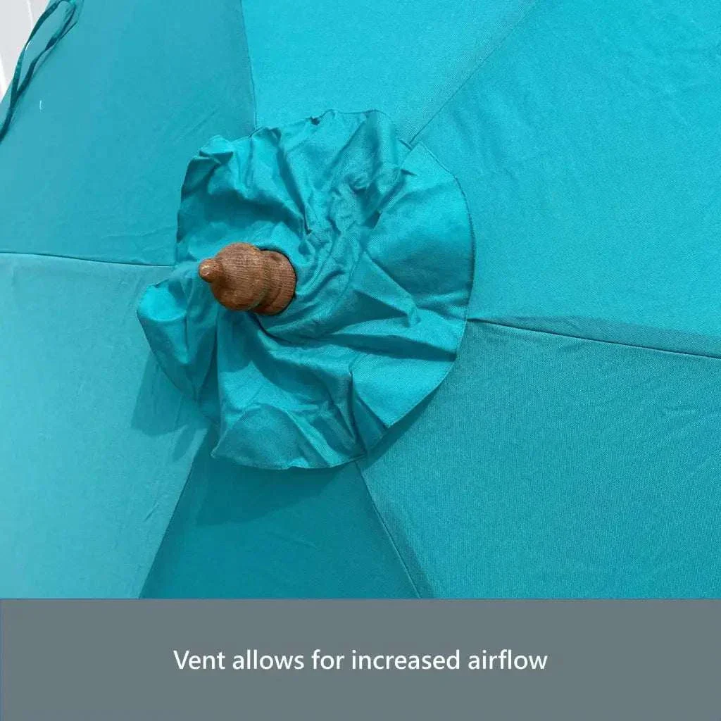 9ft 6 Ribs Replacement Umbrella Canopy w/Fringed Valance in Turquoise (Canopy Only) - Image 11