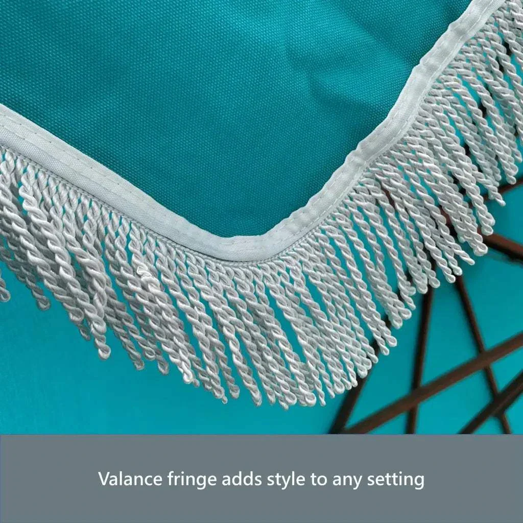 9ft 6 Ribs Replacement Umbrella Canopy w/Fringed Valance in Turquoise (Canopy Only) - Image 12