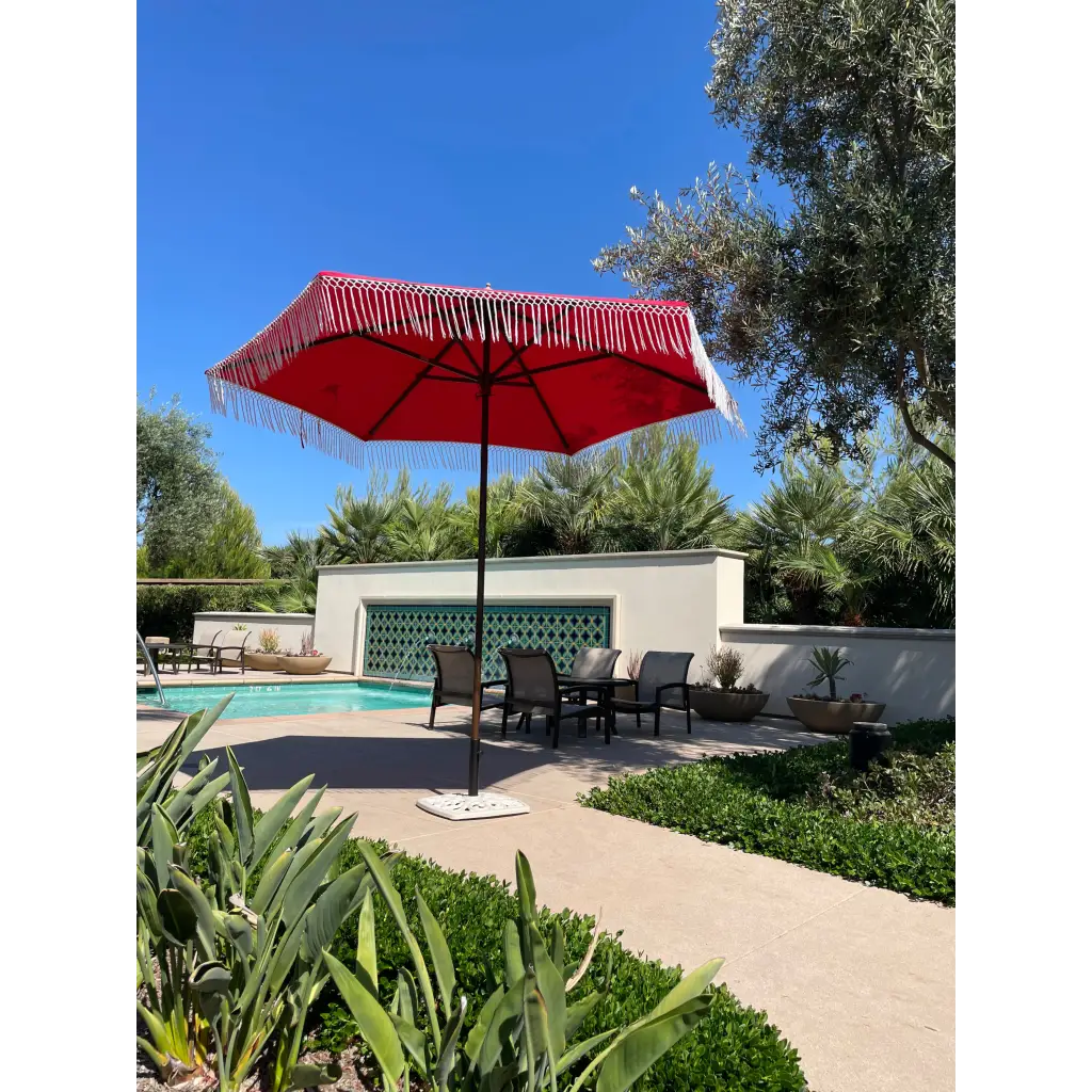 9ft 6 Ribs Replacement Umbrella Canopy w/ Tassels in Red (Canopy Only) - Image 2