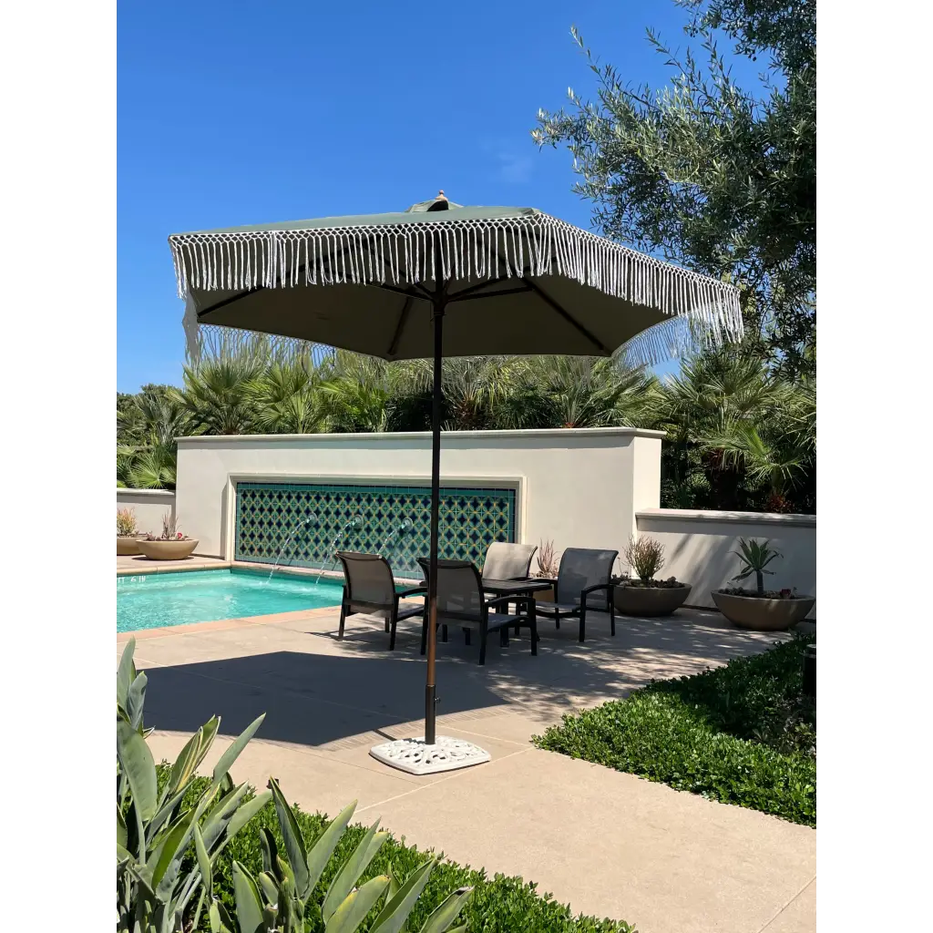 9ft 6 Ribs Replacement Umbrella Canopy w/ Tassels in Sage Green (Canopy Only) - Image 2