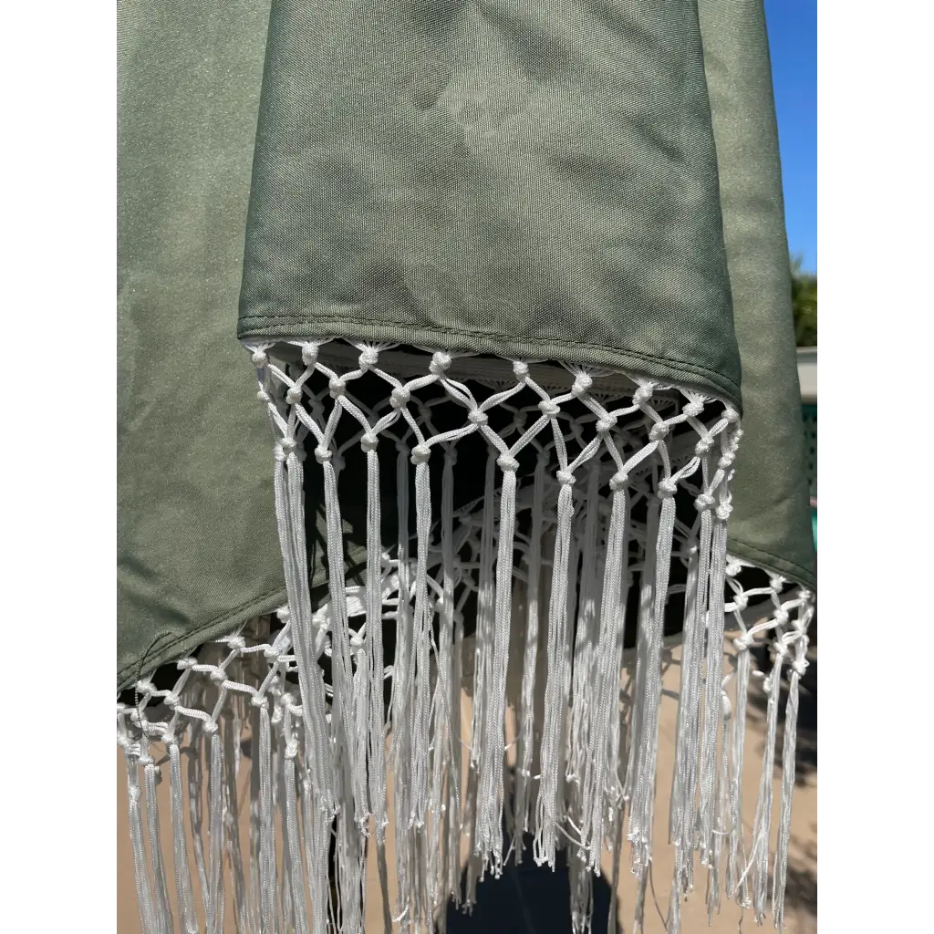 9ft 6 Ribs Replacement Umbrella Canopy w/ Tassels in Sage Green (Canopy Only) - Image 3