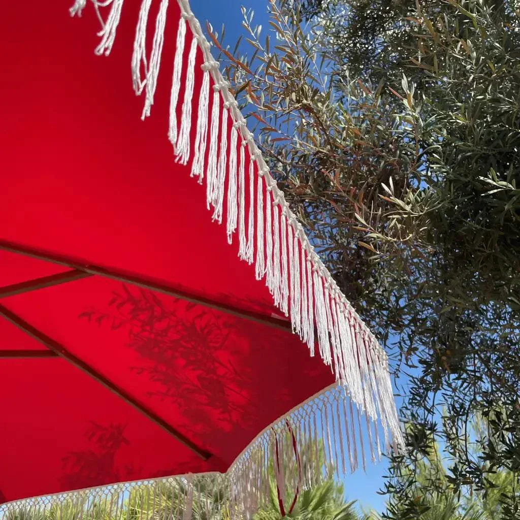 9ft 8 Ribs Replacement Umbrella Canopy w/ Tassels in Red (Canopy Only) - Image 3