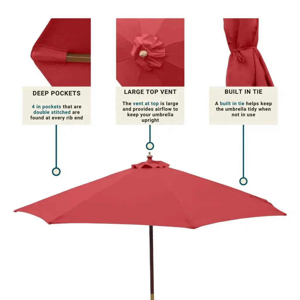 9ft Market Patio Umbrella 6 Rib Replacement Canopy Brick - Image 5