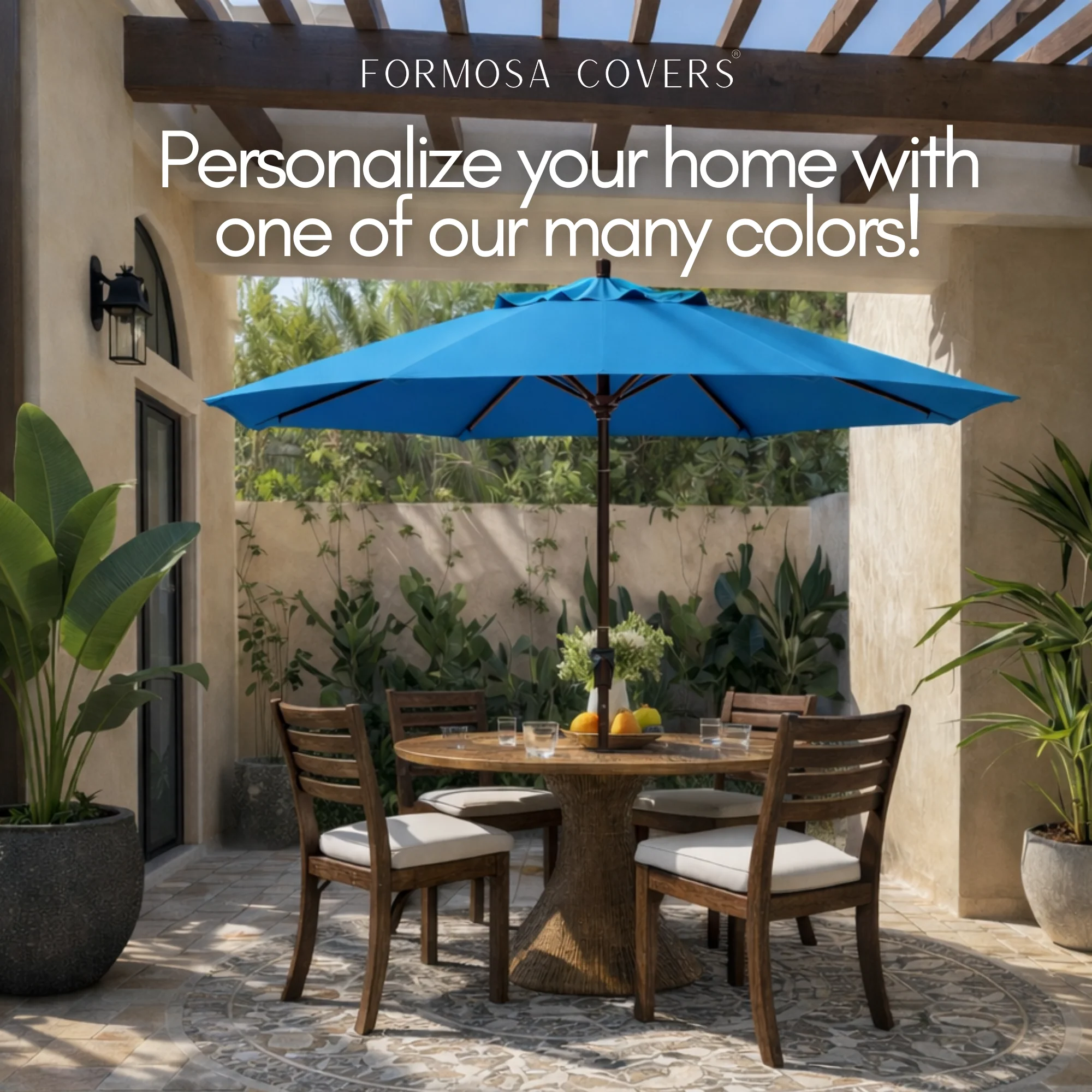9ft Market Patio Umbrella 6 Rib Replacement Canopy Capri Blue Olefin - Image 8