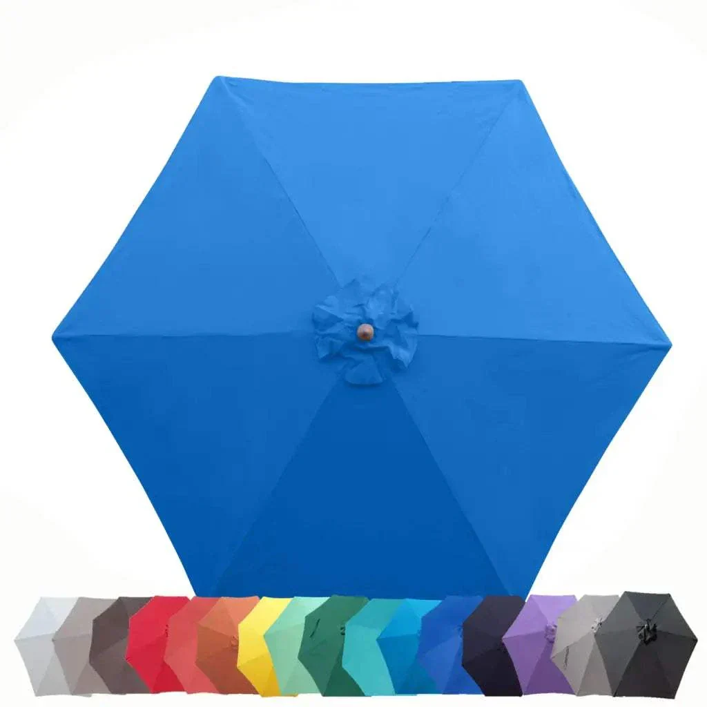 9ft Market Patio Umbrella 6 Rib Replacement Canopy Capri Blue Olefin - Image 9