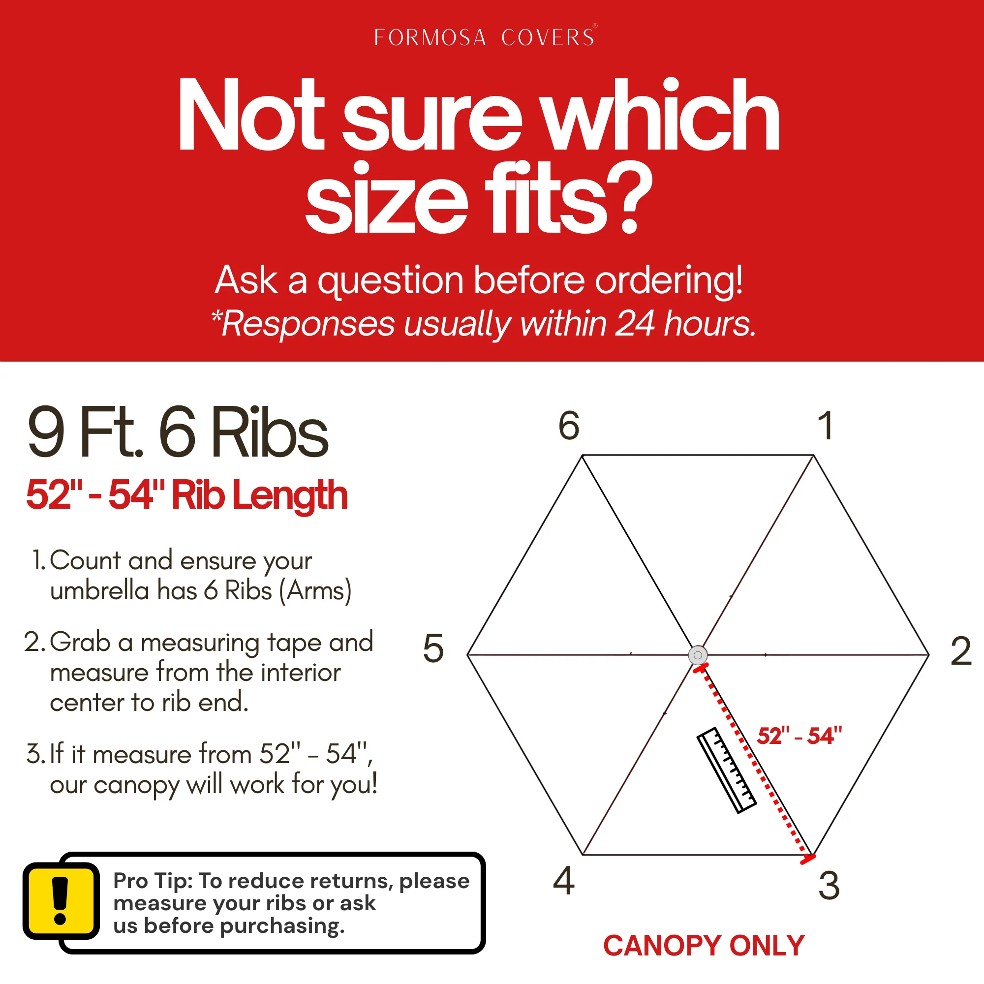 9ft Market Patio Umbrella 6 Rib Replacement Canopy Duet Red - Image 3