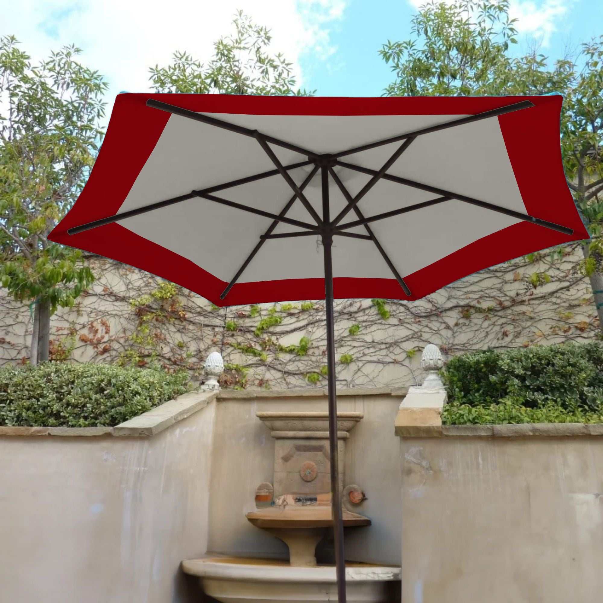 9ft Market Patio Umbrella 6 Rib Replacement Canopy Duet Red - Image 7