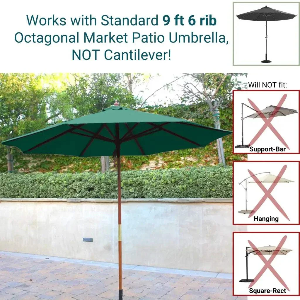 9ft Market Patio Umbrella 6 Rib Replacement Canopy Hunter Green - Image 6