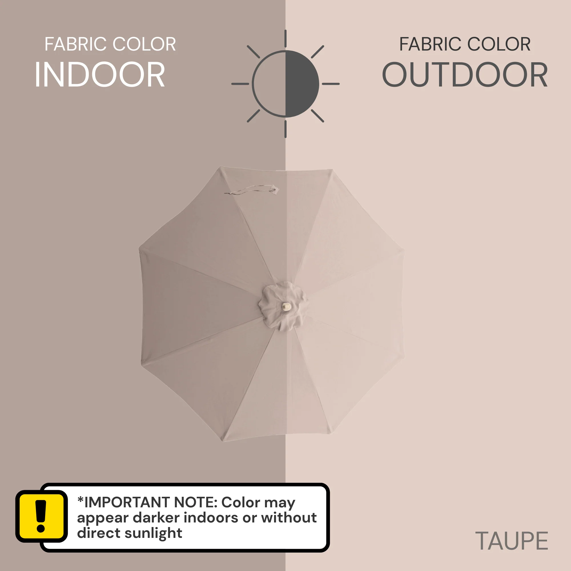 9ft Market Patio Umbrella 6 Rib Replacement Canopy Taupe - Image 10