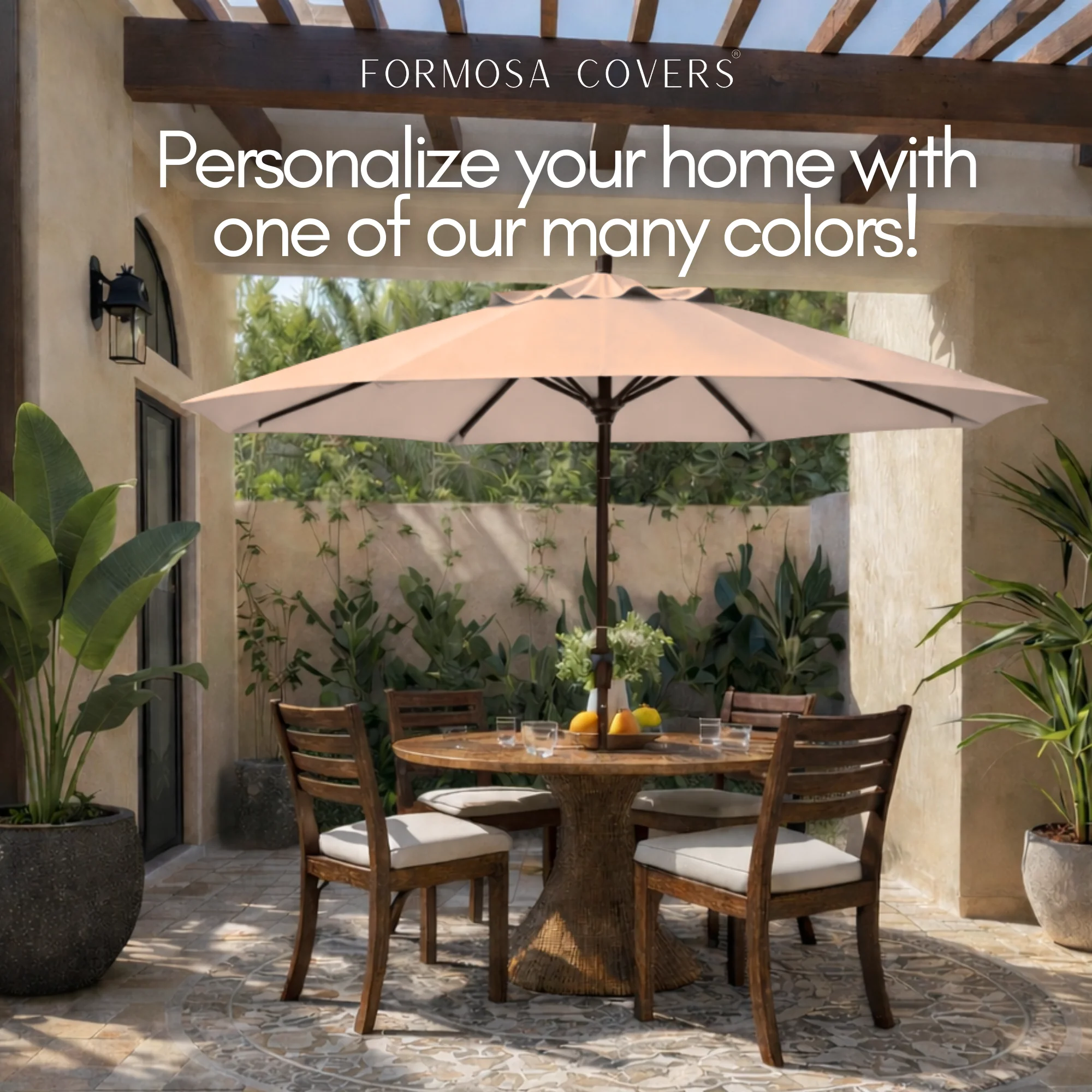 9ft Market Patio Umbrella 6 Rib Replacement Canopy Taupe - Image 7
