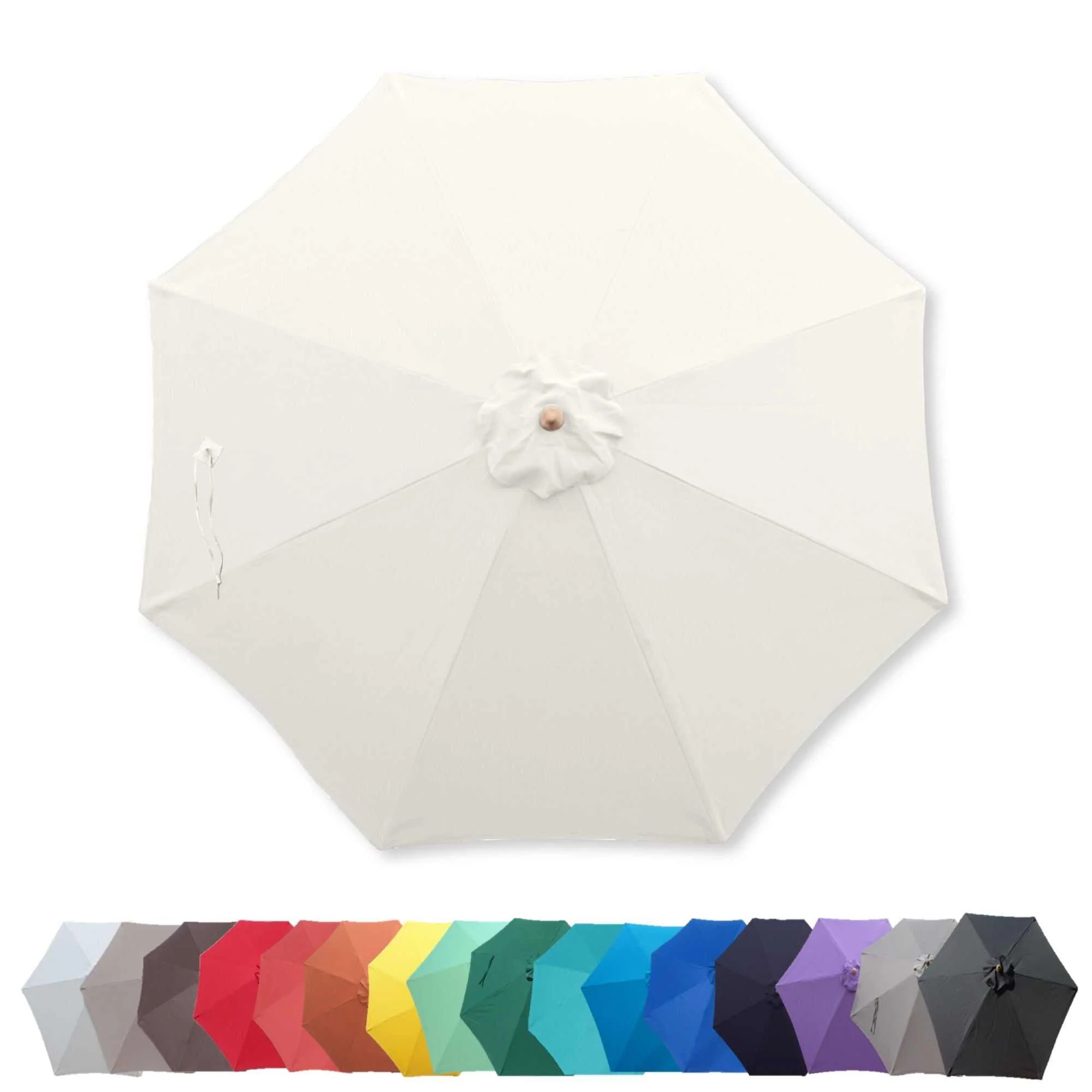9ft Market Patio Umbrella 8 Rib Replacement Canopy Ivory Off-White - Image 2