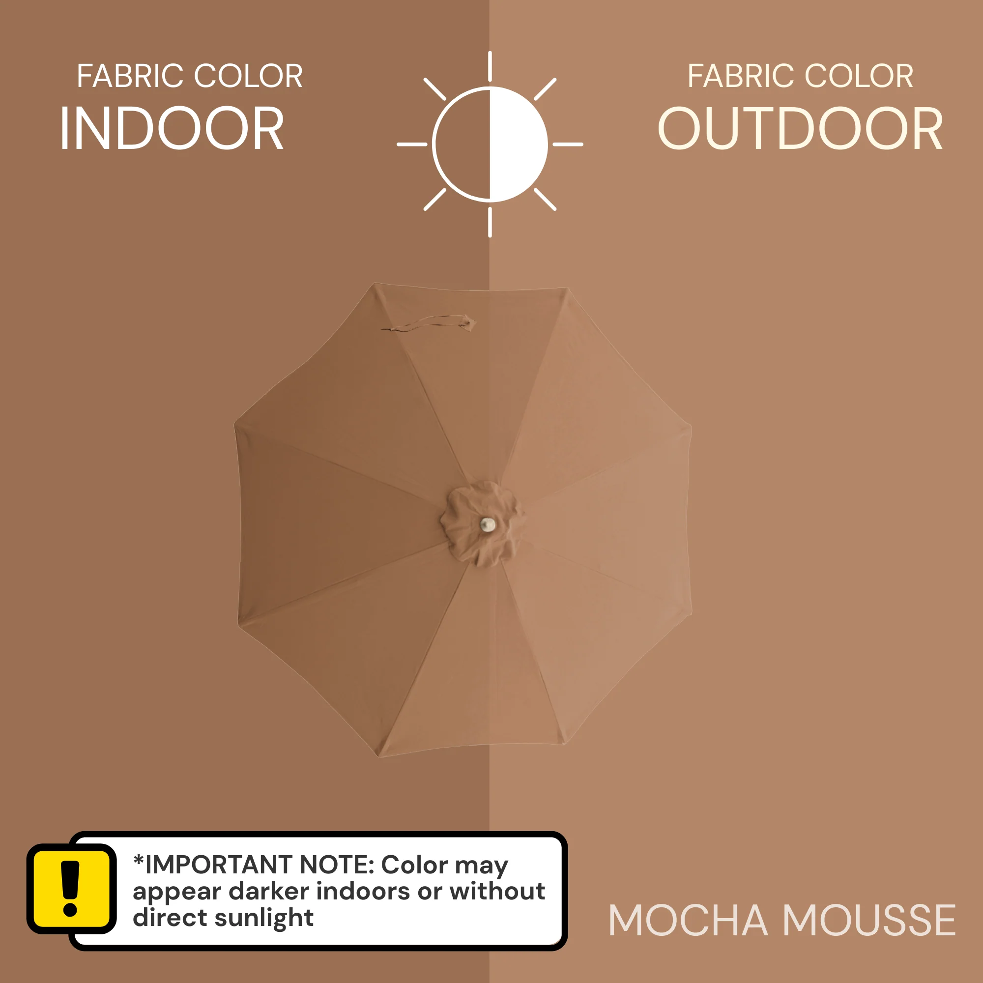9ft Market Patio Umbrella 8 Rib Replacement Canopy Mocha Mousse - Image 6