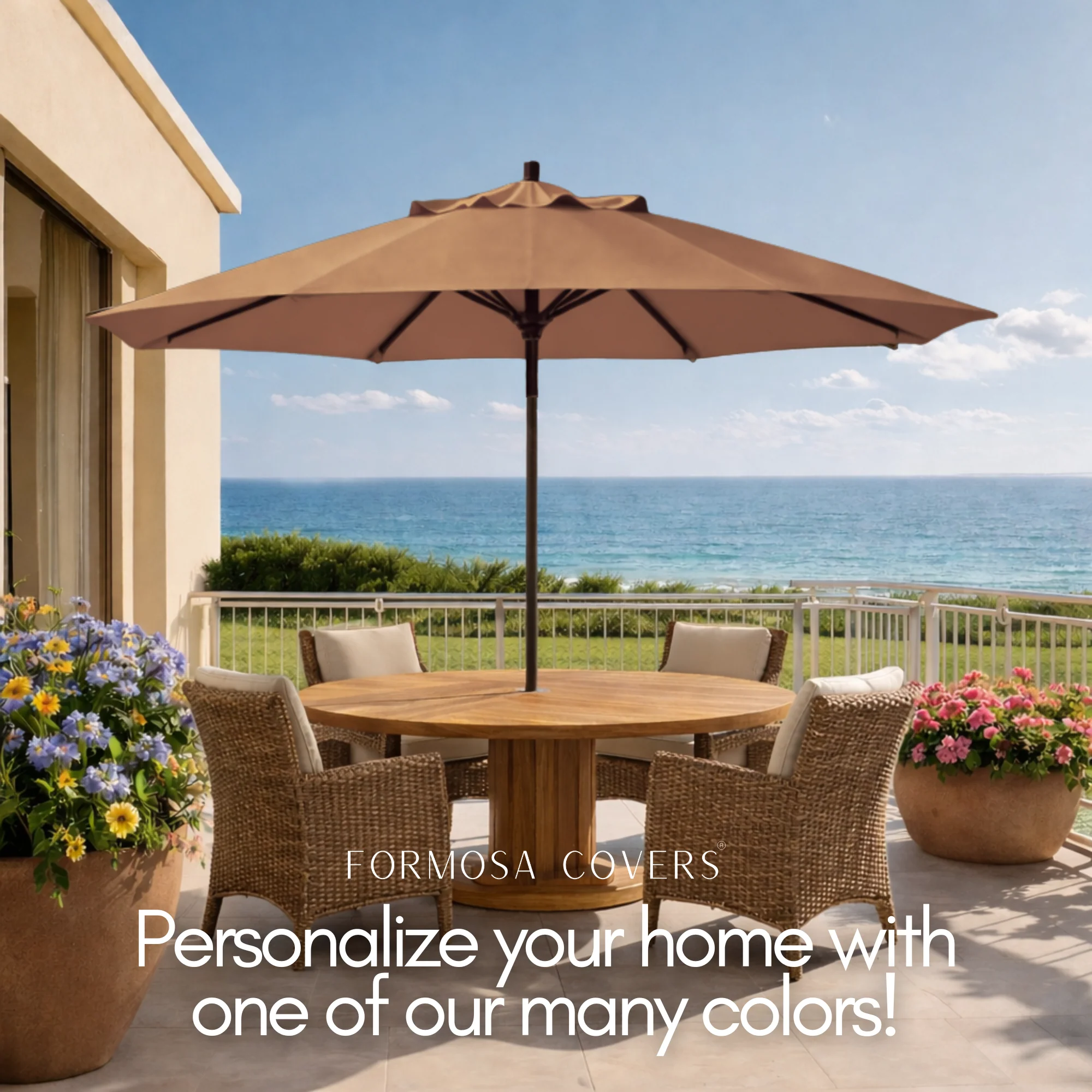 9ft Market Patio Umbrella 8 Rib Replacement Canopy Mocha Mousse - Image 8