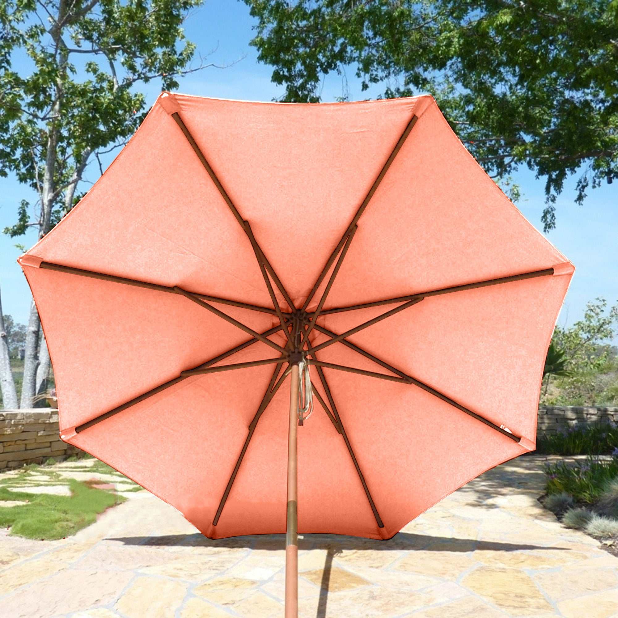 9ft Market Patio Umbrella 8 Rib Replacement Canopy Peach Coral - Image 7