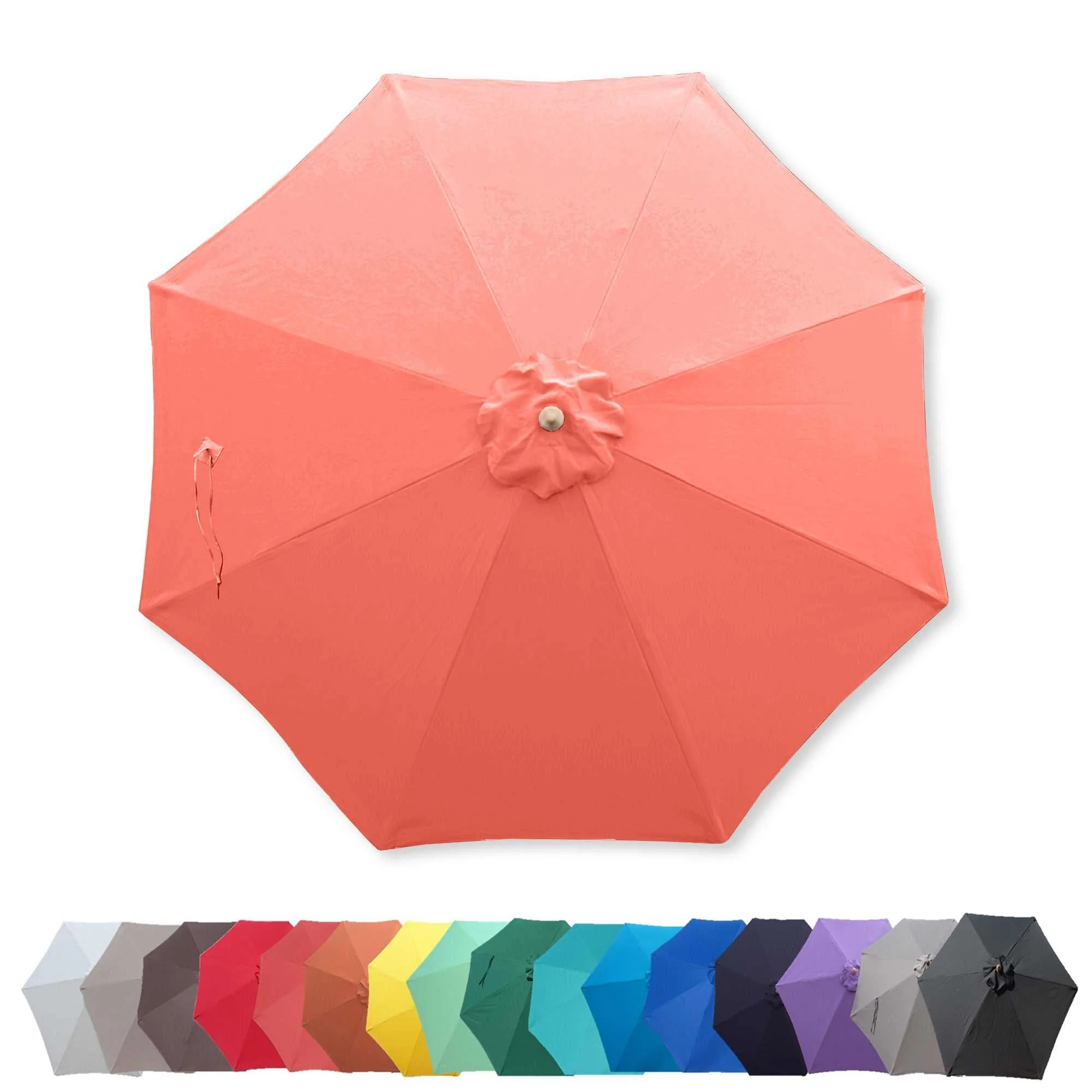 9ft Market Patio Umbrella 8 Rib Replacement Canopy Peach Coral - Image 9