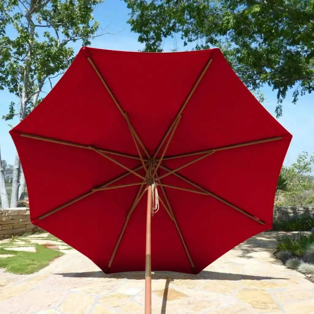 9ft Market Patio Umbrella 8 Rib Replacement Canopy Red - Image 9