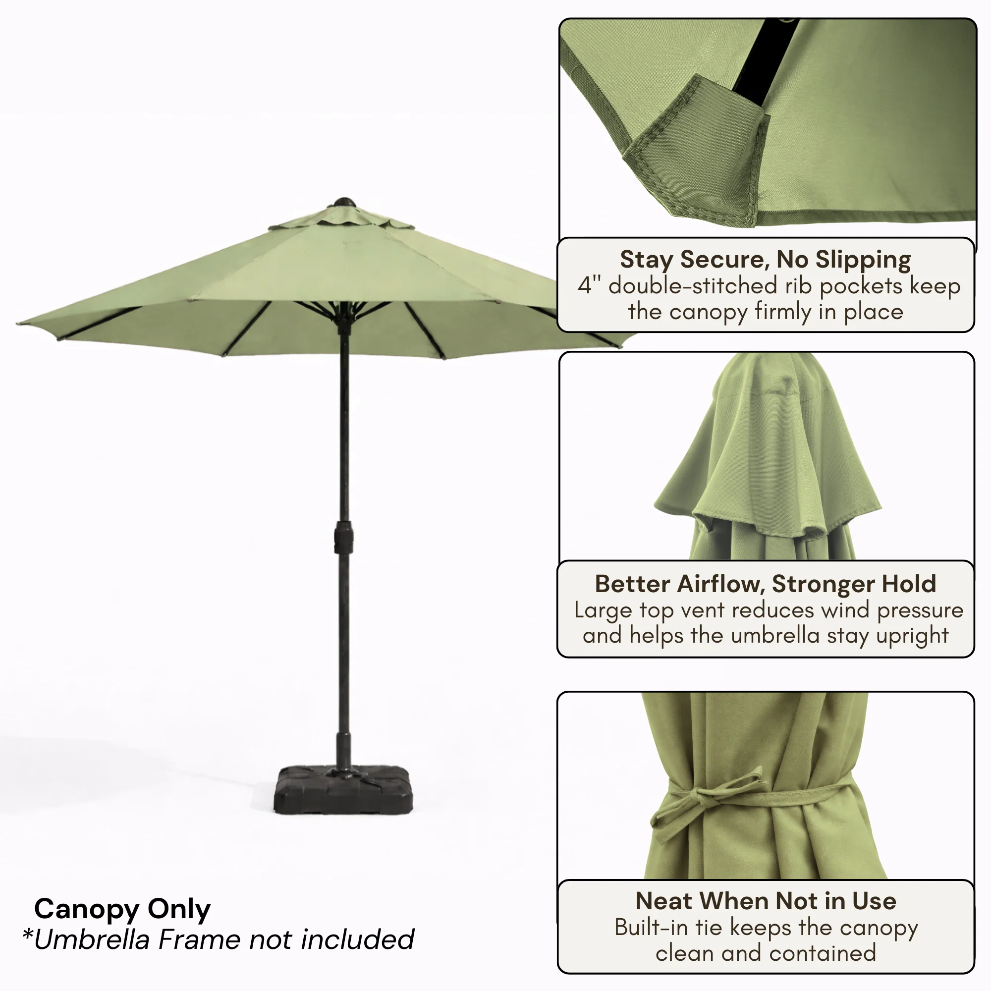 9ft Market Patio Umbrella 8 Rib Replacement Canopy Seafoam Green - Image 4